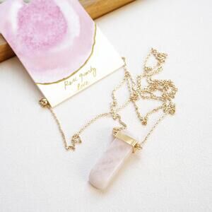 Anthropologie Well Wishing Pendant Necklace Real Rose Quartz